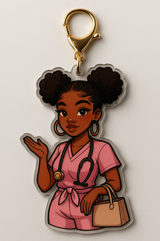 Clocked In & Cute – Nurse inspired Keychain