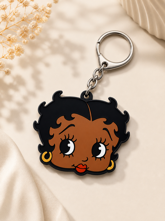 Betty Boop Inspired Brown Girl Acrylic Keychain-(COMING SOON)