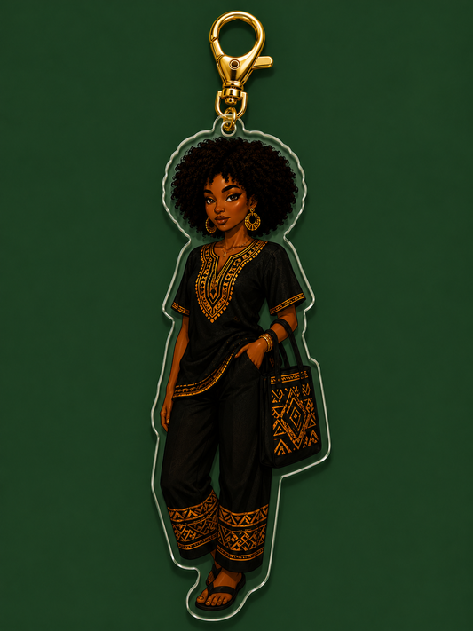 Crowned in Culture Acrylic Keychain | Afrocentric Queen Charm | Melanin Gift