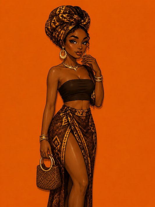 Golden Heritage Queen Acrylic Keychain | Afrocentric Black Girl Accessory | Melanin Queen Charm