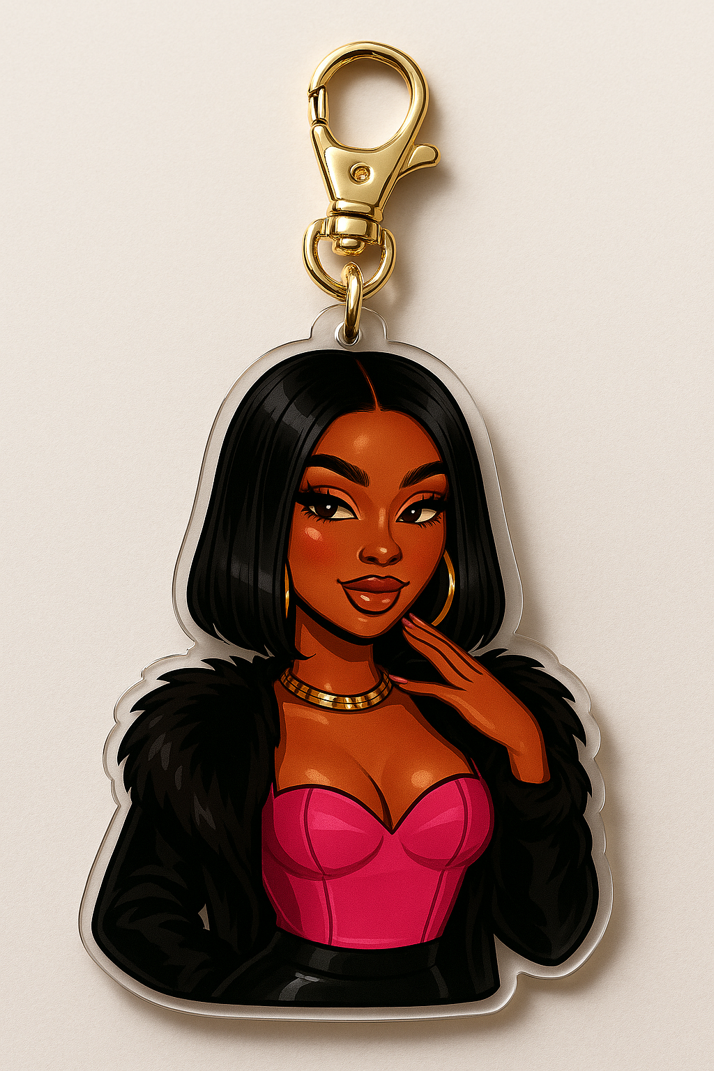 Soft Glam Baddie Acrylic Keychain ✨🖤 | Luxury Black Girl Charm