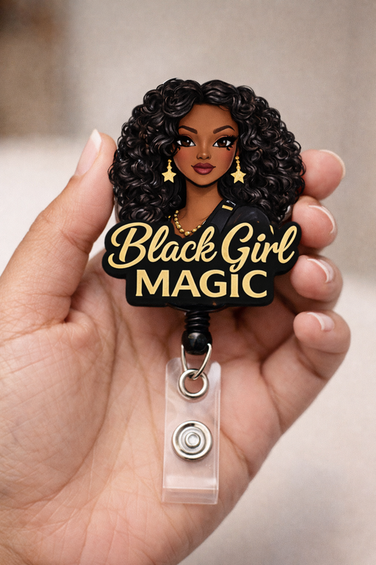 Black Girl Magic Badge Reel ✨ | Melanin Queen Retractable ID Holder