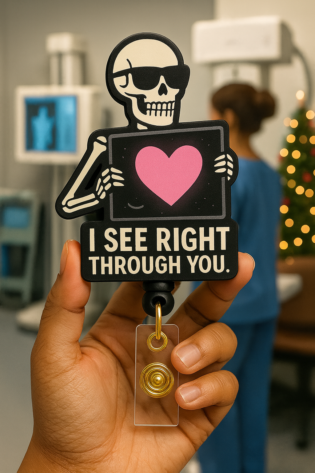 I See Right Through You X-Ray Skeleton Badge Reel