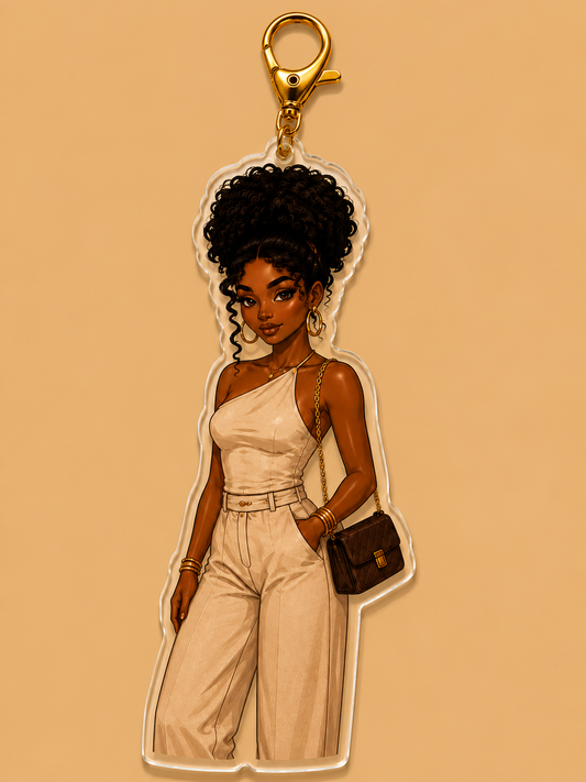Soft Life Queen Acrylic Keychain | Black Girl Luxury Charm | Melanin Fashion Accessory