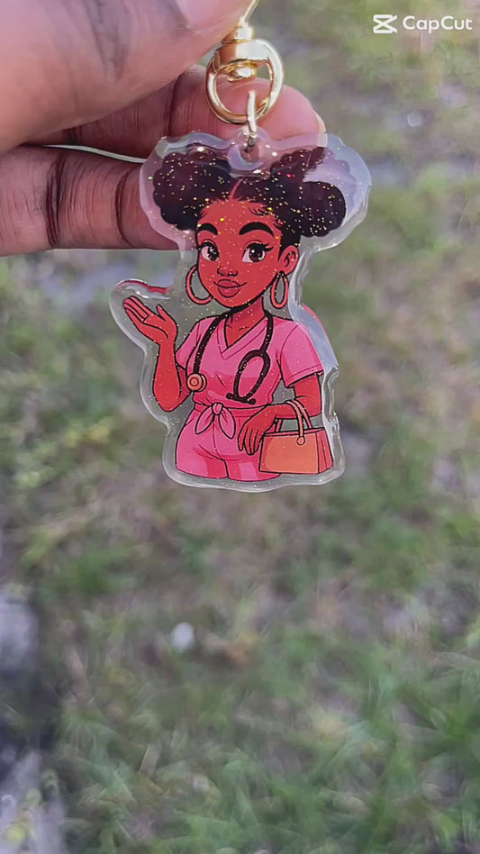 Clocked In & Cute – Nurse inspired Keychain