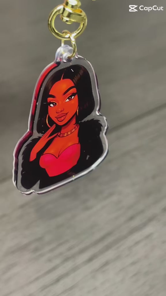 Soft Glam Baddie Acrylic Keychain ✨🖤 | Luxury Black Girl Charm